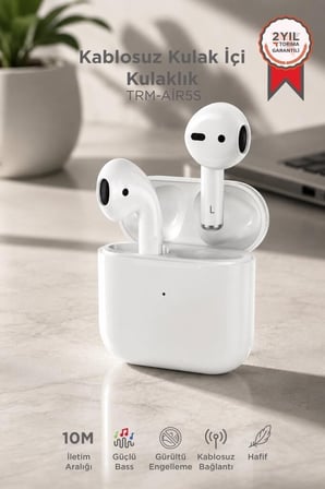 Özel Seri Pratik Alet Seyahat Ürünü Telefon Aksesuarı Bluetooth Kulaklık Air-5S Beyaz