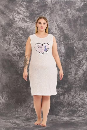 Arias Closet Büyük Beden Sweet Dreams Yazılı Desenli 2'li Viskon Gecelik Sabahlık Takımı Lacivert 2XL NHR