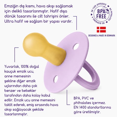 Bezos Kauçuk Emzik 0-6 Ay Violet Sky adet fiyatıdır NHR