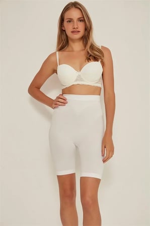 Arias Closet Beyaz MI Emay 3005 Soft Uzun Paçalı Boxer Korse S NHR