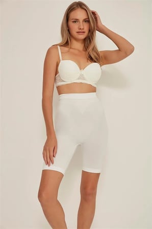 Arias Closet Beyaz MI Emay 3005 Soft Uzun Paçalı Boxer Korse S NHR