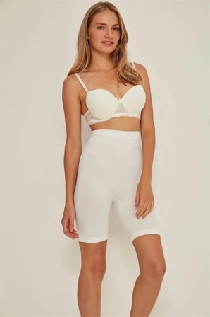 Arias Closet Beyaz MI Emay 3005 Soft Uzun Paçalı Boxer Korse S NHR