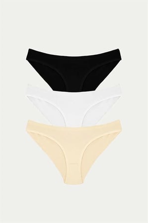 Arias Closet Pamuklu Siyah Beyaz Ten Rengi 3'lü Külot Karışık Renk S/M NHR