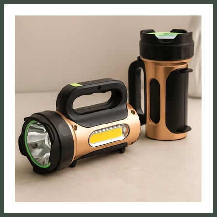 Bezos 10W Solar & USB Şarjlı 2in1 El Feneri - Renkli SMD LED NHR