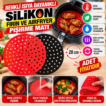 Bezos Renkli Isıya Dayanıklı Yıkanılabilir Silikon Fırın Ve Airfryer Yuvarlak Pişirme Matı 20 Cm (adet fiyatıdır) NHR