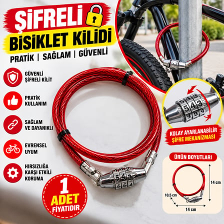 Bezos Şifreli Pratik ve Sağlam Bisiklet Kilidi (adet fiyatıdır) NHR