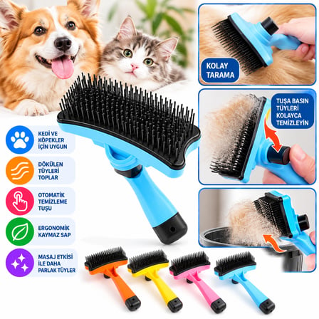 Bezos Evcil Hayvan Kedi Köpek Tüy Toplayıcı Otomatik Tuşlu Pet Tarak (adet fiyatıdır) NHR