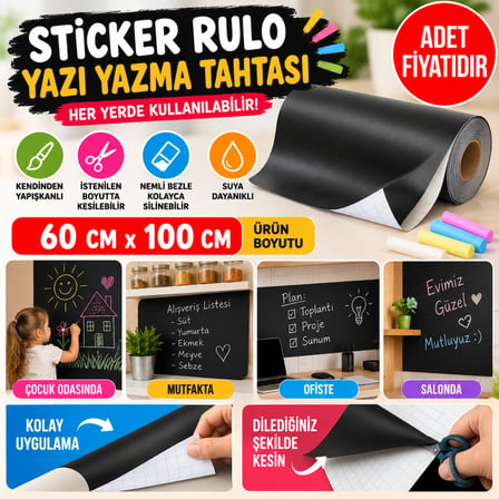 Bezos Sticker Rulo Yapışkanlı Çocuk Yazı Yazma Tahtası Yazı Yazma Sticker NHR