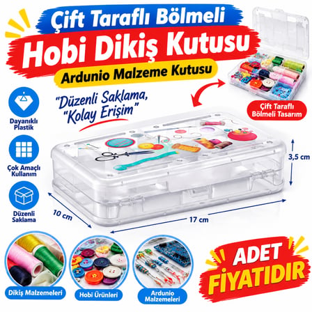 Bezos Çift Taraflı Bölmeli Hobi Dikiş Kutusu Ardunio Malzeme Kutusu(adet fiyatıdır) NHR