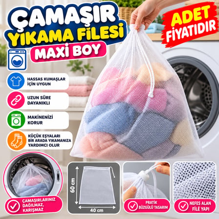 Bezos Çamaşır Yıkama Filesi Kirli Filesi Maxi 40x60 cm (adet fiyatıdır) NHR