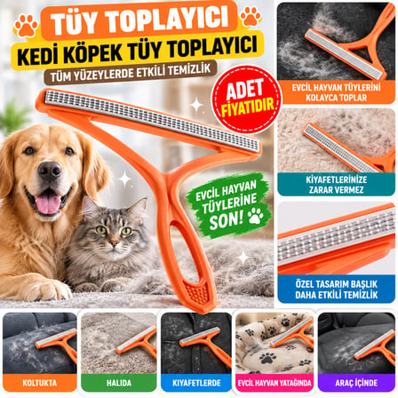 Bezos Kedi Köpek Tüy Toplayıcı Çift Taraflı Pamuk Tiftiği ve Tüy Toplama Aleti (adet fiyatıdır) NHR