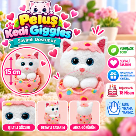 Bezos Peluş Kedi Giggles 15 cm NHR
