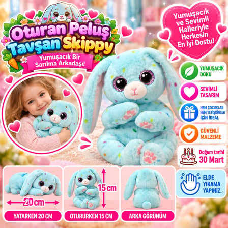 Bezos Oturan Peluş Tavşan Skippy 20 cm NHR