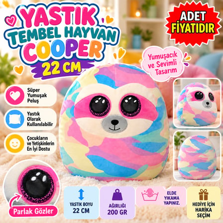 Bezos Yastık Tembel Hayvan Cooper 22 cm NHR