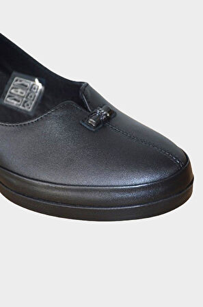 Kadın Siyah Hakiki Deri Comfort Günlük Ayakkabı-NHR.0046