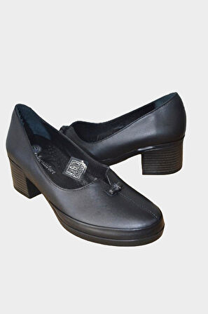 Kadın Siyah Hakiki Deri Comfort Günlük Ayakkabı-NHR.0046