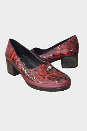 Kadın Bordo Hakiki Deri Comfort Günlük Ayakkabı-NHR.0046