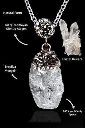 Sertifikalı Zirkon Taşlı Model Ham İşlenmemiş Kristal Kuvars Taşı Kolye