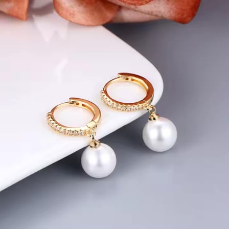 Bezos Şık ve Minimalist Gold 12 mm İnci Küpe – Kararma Yapmaz, Zirkon Detaylı Çelik Küpe NIDA
