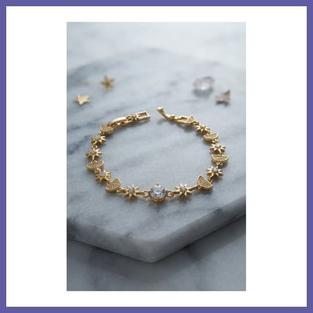 Bezos Gold Renk Celestial Yıldız ve Hilal Model Kadın Bileklik NIDA