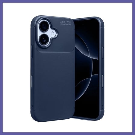 Bezos İphone 17 Uyumlu Auto Focus Karbon Kapak Lacivert Nida