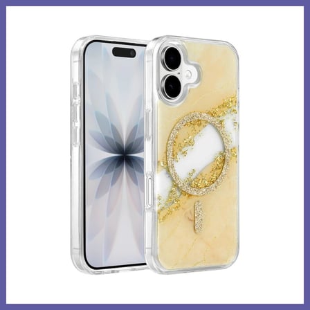 Bezos Onegif iPhone 16 Uyumlu Lotus Simli Magsafe Kapak - Gümüş NIDA