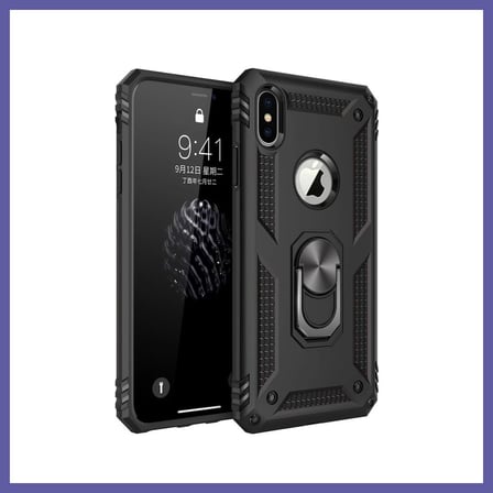 Bezos iPhone XS Max Uyumlu Kılıf Sofya Yüzüklü Silikon Kapak - Siyah NIDA