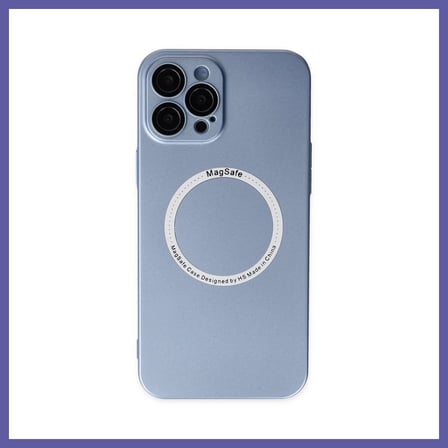 Bezos iPhone 12 Pro Uyumlu Kılıf Jack Magneticsafe Lens Silikon - Sierra Blue NIDA