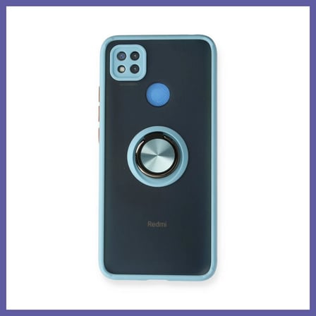 Bezos Redmi 9C Uyumlu Kılıf Montreal Yüzüklü Silikon Kapak - Buz Mavi NIDA