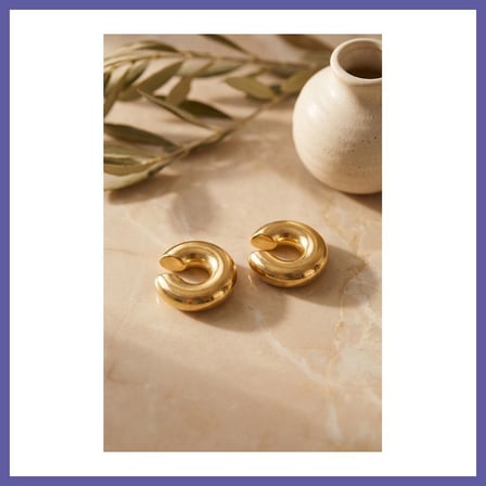 Bezos 316L Çelik Gold Renk Çiftli Earcuff Küpe NIDA