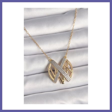 Bezos 316L Çelik Gold Renk Zirkon Taşlı Vintage Model Kadın Kolye NIDA