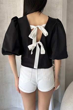 Karpuz Kol Sırtı Fiyonk Detaylı Poplin Bluz