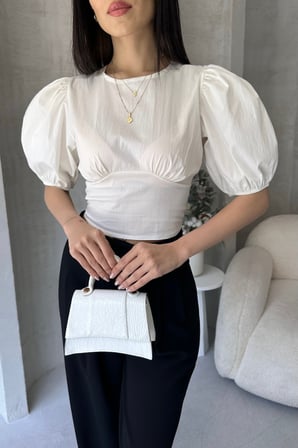 Karpuz Kol Sırt Dekolteli Poplin Bluz