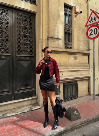 Çift Cep Denim Crop Ceket