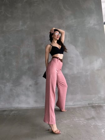 Beli Kemerli Keten Pantolon