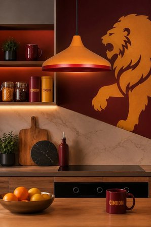 Nil Sarı Kırmızı Renk (Taraftar) Özel Tasarım Modern Dekoratif Cafe Sarkıt Cafe - Mutfak Tekli Avize