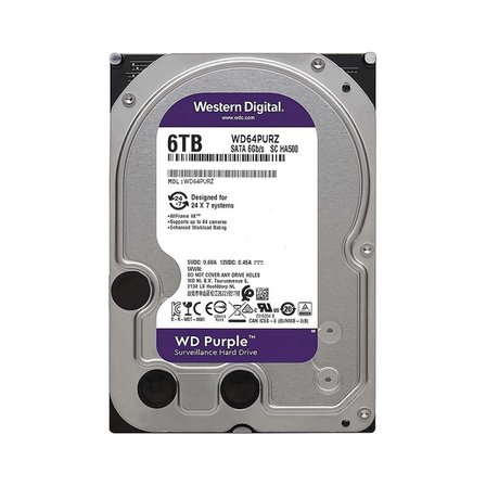 WD PURPLE, WD64PURZ, 3.5&amp;quot;, 6TB, 256Mb, 5400 Rpm, 7/24 Güvenlik, HDD (Türkiye Distribütörü G