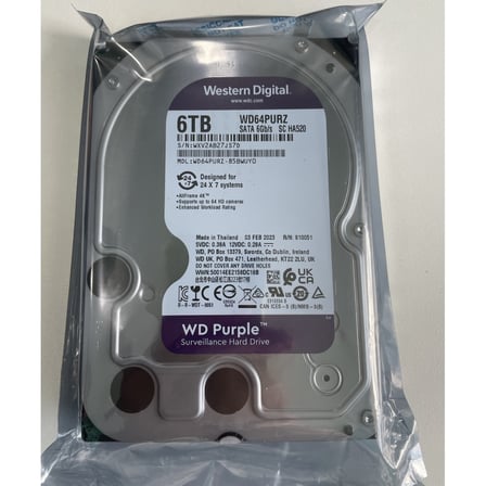 WD PURPLE, WD64PURZ, 3.5&amp;quot;, 6TB, 256Mb, 5400 Rpm, 7/24 Güvenlik, HDD (Türkiye Distribütörü G
