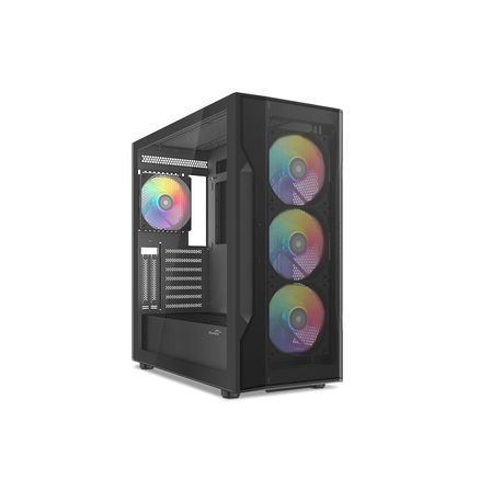 SAMA S40BK Black, H700BK 700W, 80 PLUS, Tempered Glass Panel, Mesh Ön Panel, Type-C, 4x120mm ARGB Fa