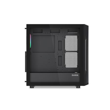 SAMA S40BK Black, H700BK 700W, 80 PLUS, Tempered Glass Panel, Mesh Ön Panel, Type-C, 4x120mm ARGB Fa