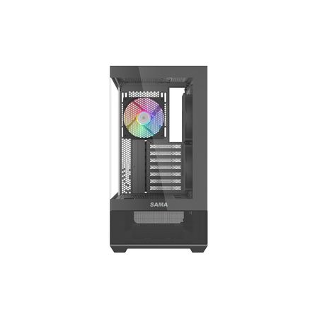 SAMA V40BK Black, B750BK 750W, 80+ Bronze, PCIE 5.1, ATX3.1, Tempered Glass Panel, Panoramic Tasarım