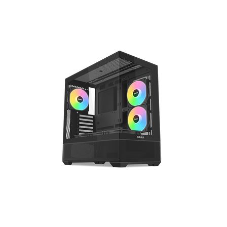 SAMA V40BK Black, B750BK 750W, 80+ Bronze, PCIE 5.1, ATX3.1, Tempered Glass Panel, Panoramic Tasarım