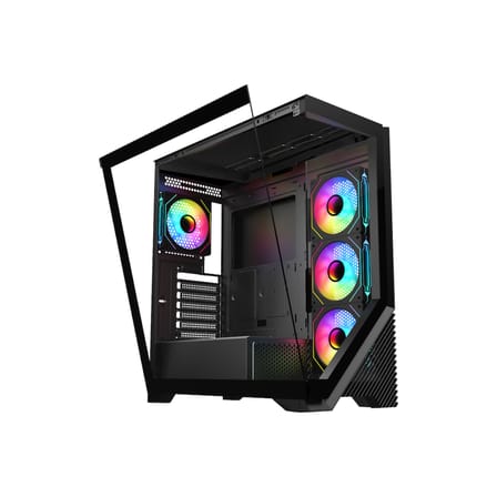 VENTO VG4202FL Mid Tower, 850W 80+ Siyah, Temperli Cam, RGB, ATX GAMING KASA