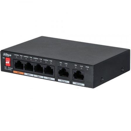 DAHUA PFS3006-4ET-60 4 PORT 10/100 + 2 PORT 10/100 UPLINK 250 METRE 60W POE METAL KASA SWITCH