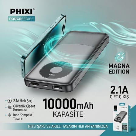 Phixi Magna Boost Charge Light Indicator Dual Output Powerbank