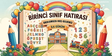 Birinci Sınıf Hatırası Okul Posteri Kendinden Yapışkanlı Duvar Folyosu 200x100 cm
