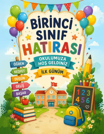 Okulda İlk Günüm Okulumuza Hoş Geldiniz Okul Posteri Kuşgözlü Branda 170x220 cm