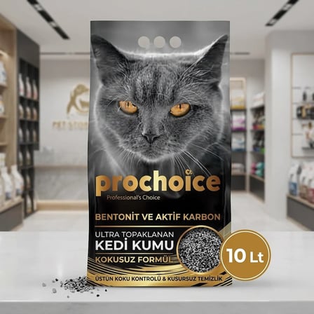 ProChoice Ultra Clumping Aktif Karbonlu Bentonit Kedi Kumu 10 L Kokusuz Topaklanan