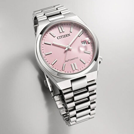 Citizen NJ0200-50Z Erkek Kol Saati | 37 mm Paslanmaz Çelik Kasa, Pembe Kadran, Otomatik Mekanizma