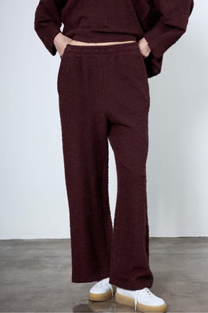 Kadın Bordo Soft Touch Premium Makarna Kumaş Eşofman Takım Njtkpr02